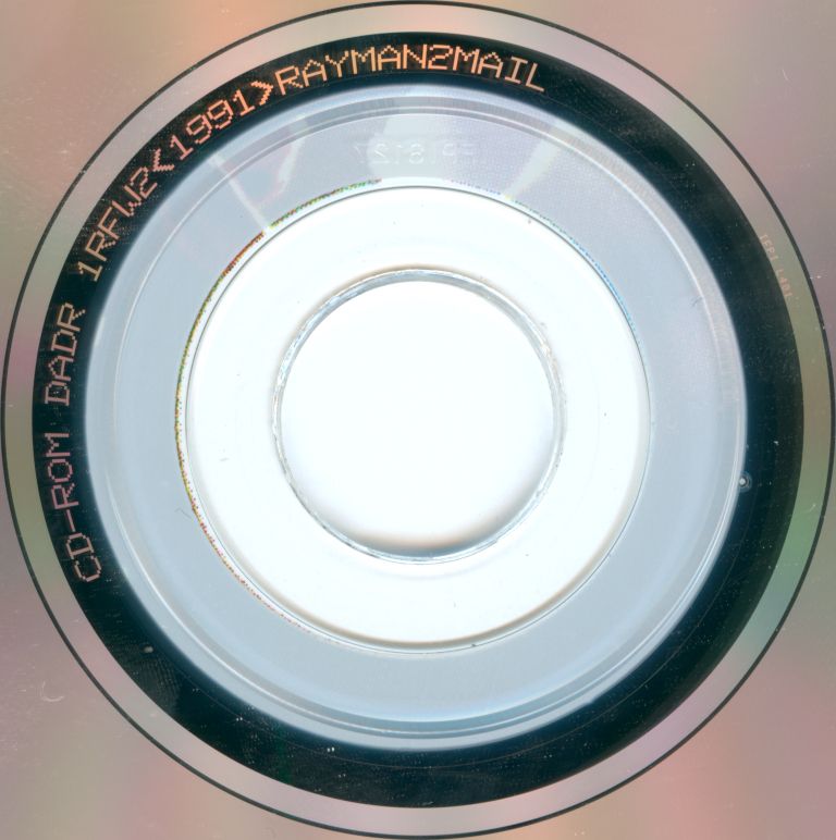 The ringcode of the disc, reading "CD-ROM DADR 1RFW2<1991>RAYMAN2MAIL".