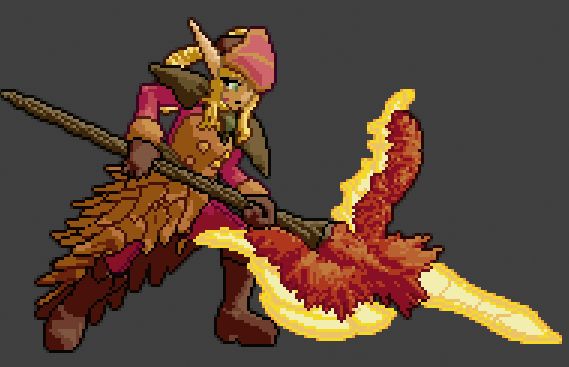 woman with halberd made of lights and leaves, coool