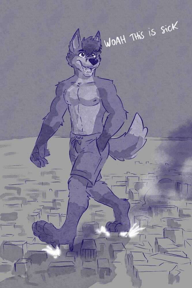 A macro fox carelessly takes a stroll across a now much smaller cityscape.
Too distracted by his recent change in perspective to be more mindful of his gait. If you look closely a certain someone can be spotted perched upon his nose.