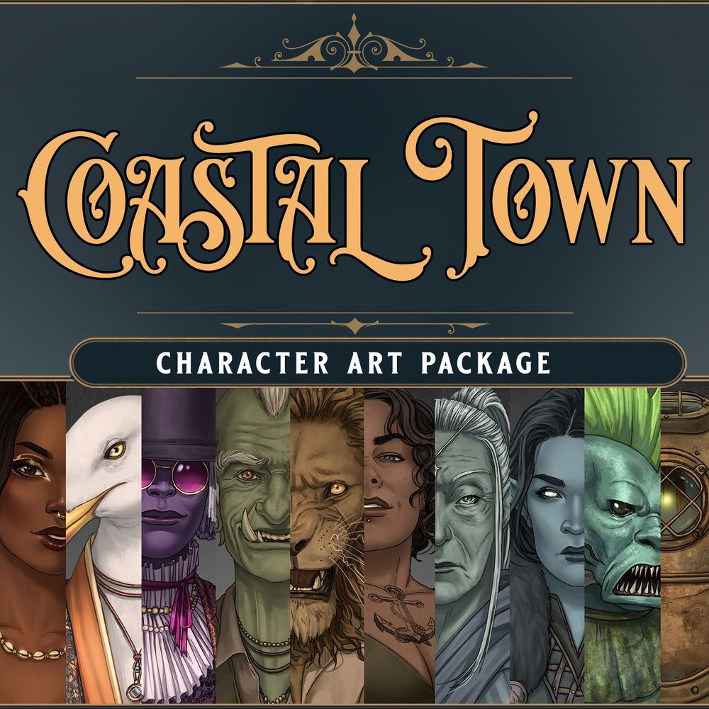 Banner of the "Coastal" TTRPG Character Art Package.