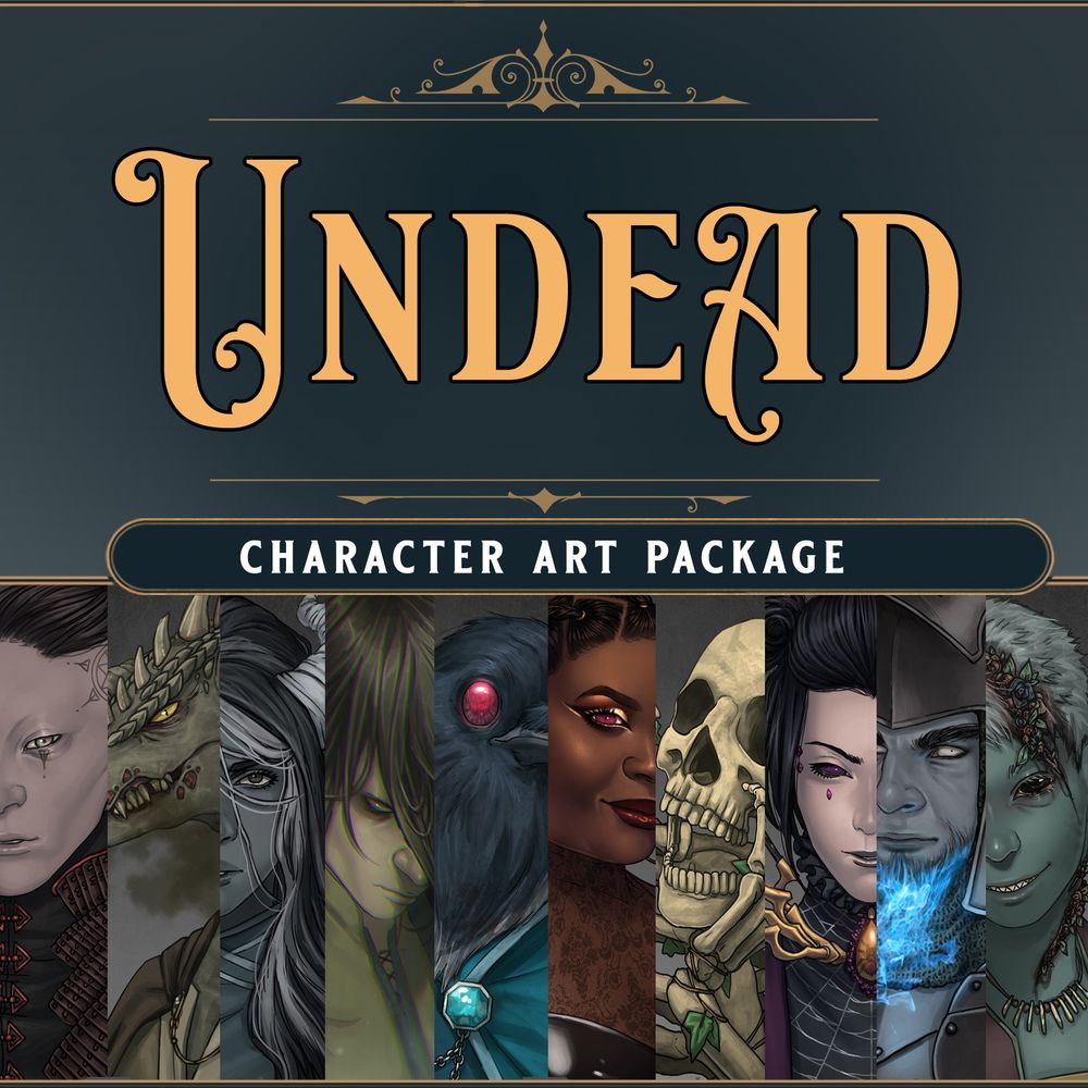Banner of the "Undead" TTRPG Character Art Package.
