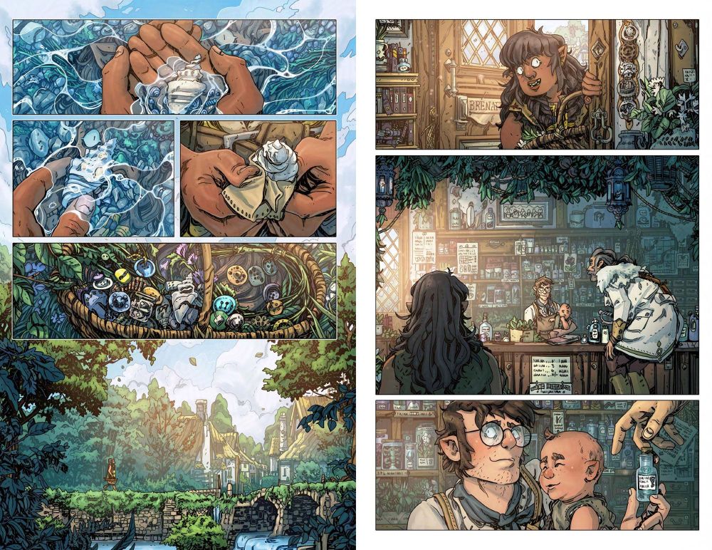 Two pages from "Critical Role - The Mighty Nein: Nott the Brave", coloured by Eren, lines by Will Kirkby. Published by Dark Horse & Critical Role in 2023.