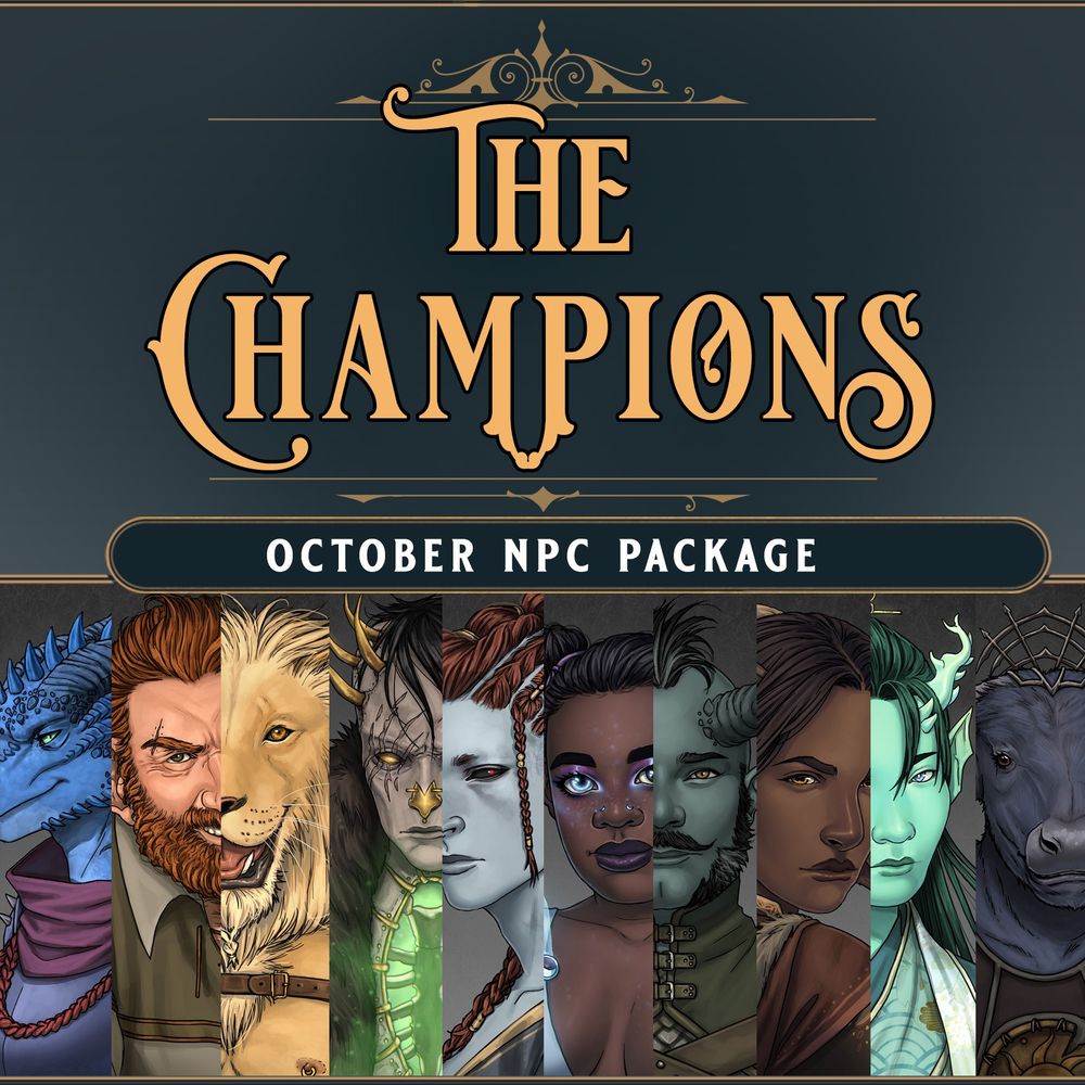 Preview of 10 TTRPG portraits around the theme of "Champions".
