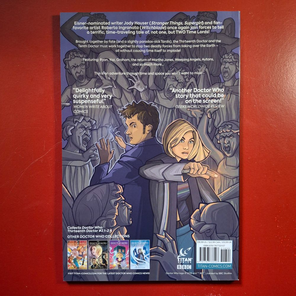 Back cover for Doctor Who: The Thirteenth Doctor - A Tale of Two Time Lords trade paperback from Titan Comics