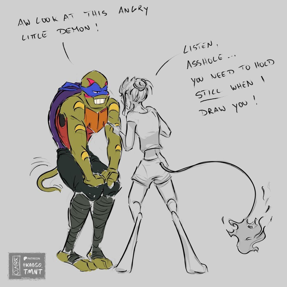 rottmnt Leo teasing my poor creator ass with not holding still when I draw him