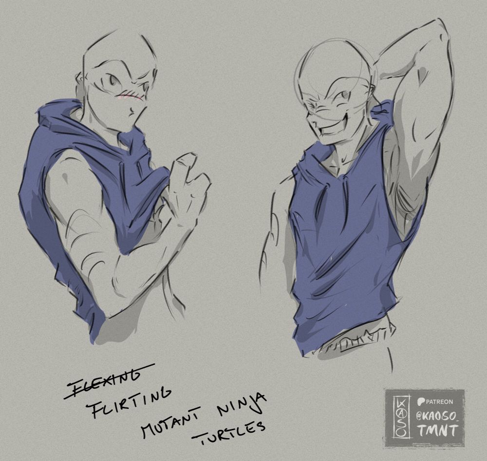 rottmnt Leo in a blue sweater flirting 