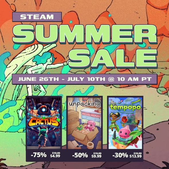 Steam Summer Sale, ends July 10th at 10AM PT. Assault Android Cactus is 75% off, Unpacking is 50% off and Tempopo is 30% off