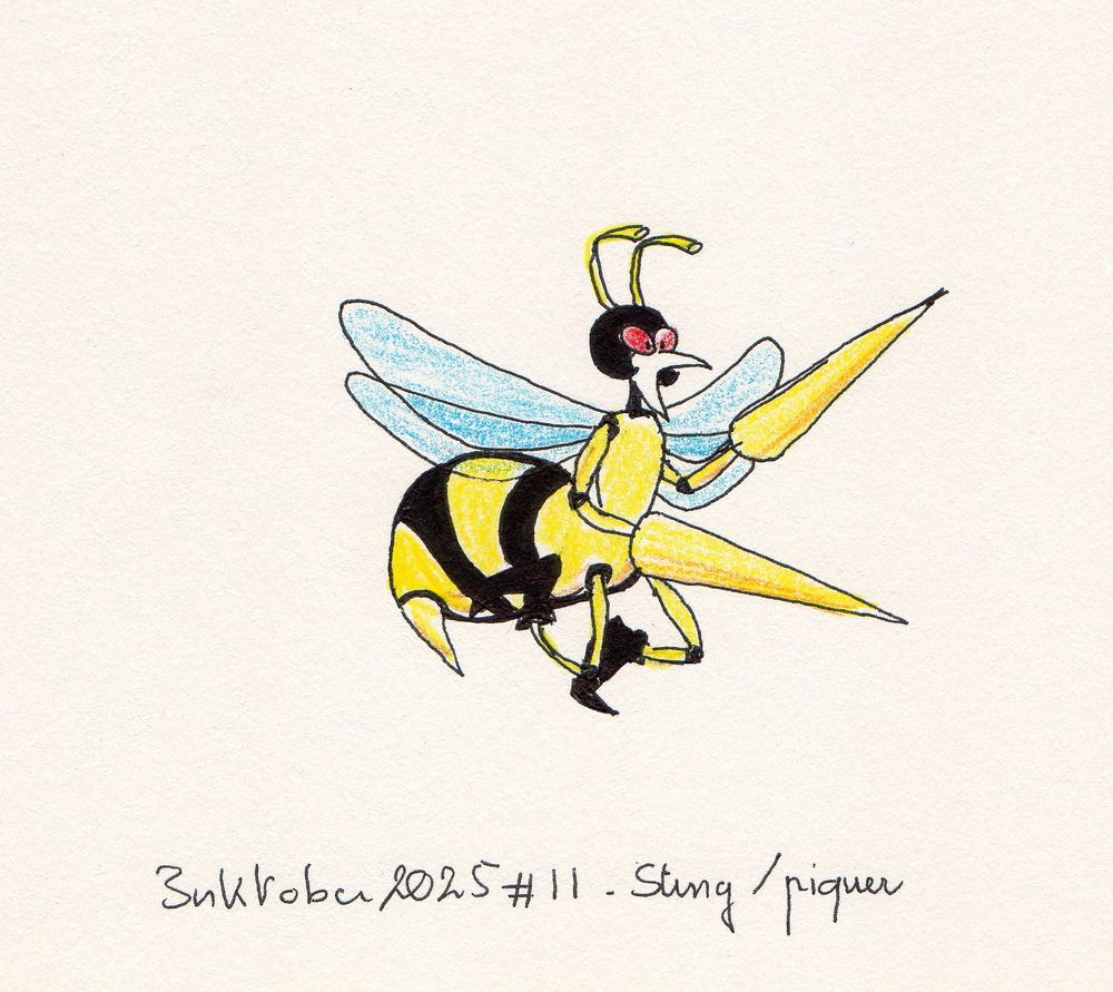 drawing of the witch in a Pokemon Beedrill costume