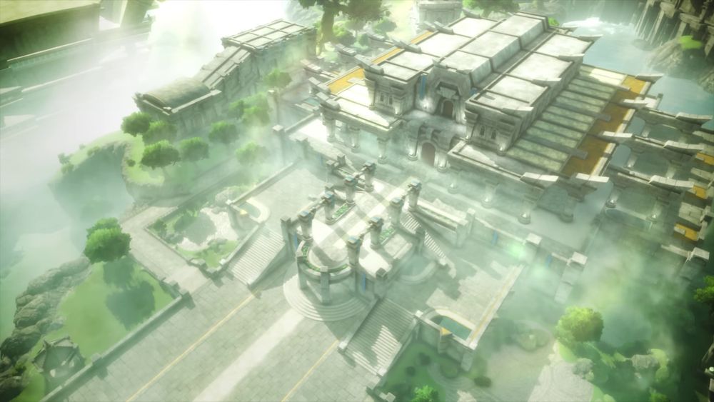 An aerial view of the Ancient Hyrule Castle.