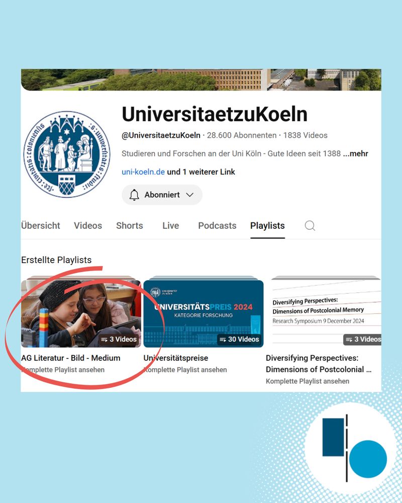 Screenshot des YouTube Kanals der Uni Köln
