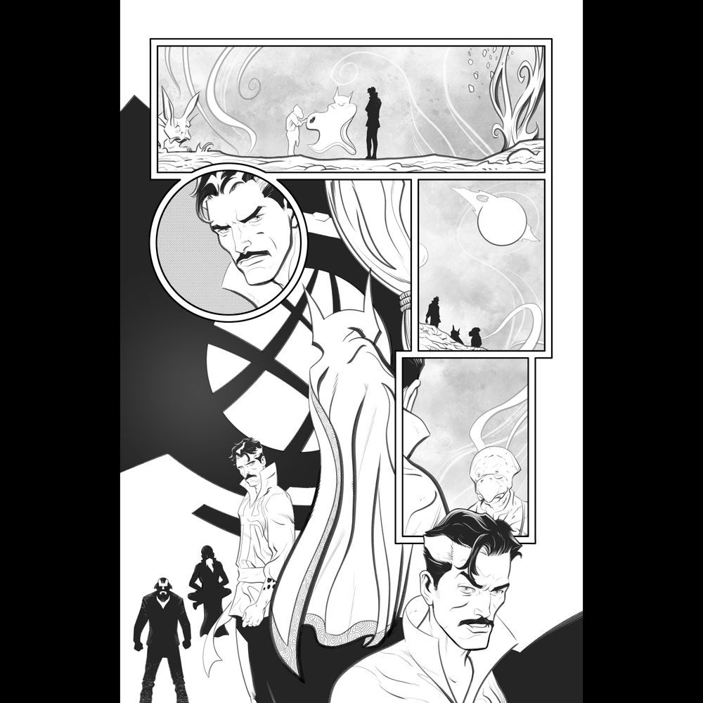Inks for the second page of ‘Strange Threads’ from Dr Strange #450