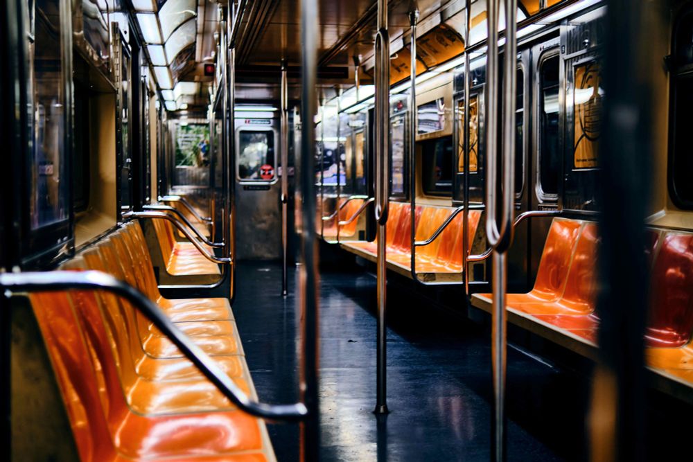 An empty NYC train car.