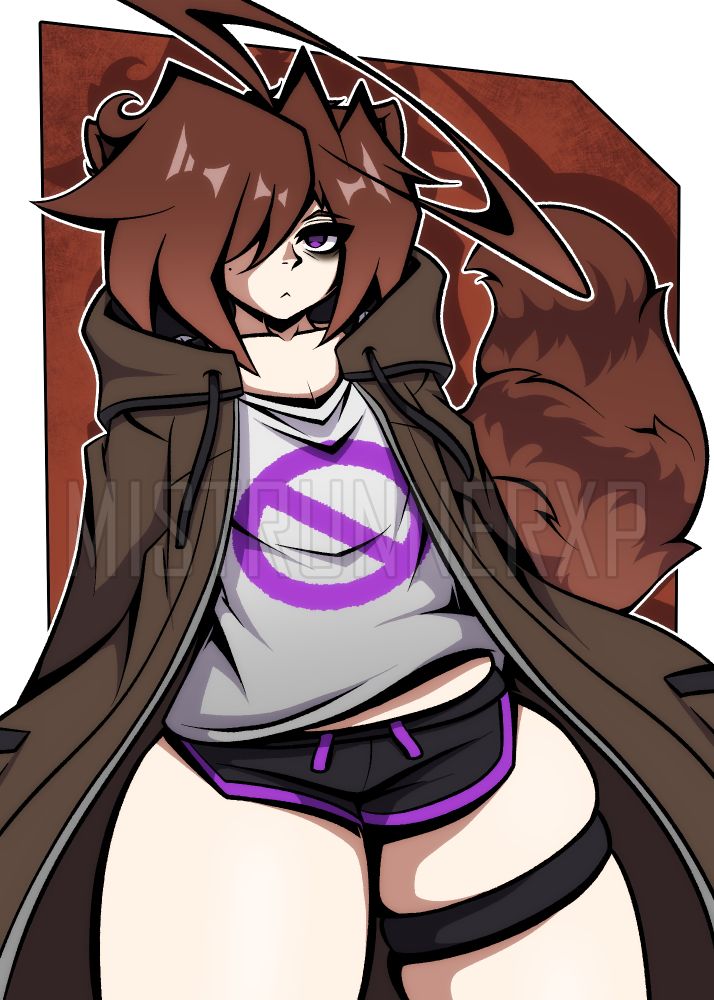 Art of my OC, Mia(They/Them) but with raccoon ears and a tail