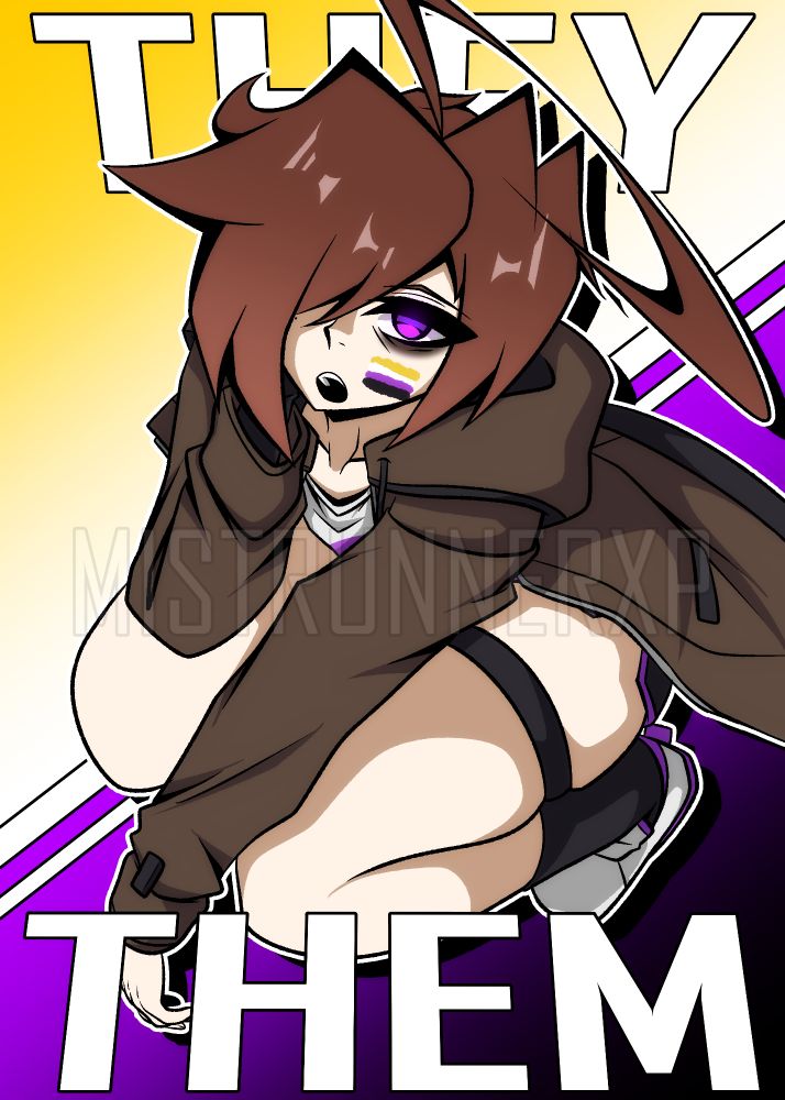 Pride Month art of Mia, the non-binary (They/Them) protagonist of my webcomic M.I.A Remembrance