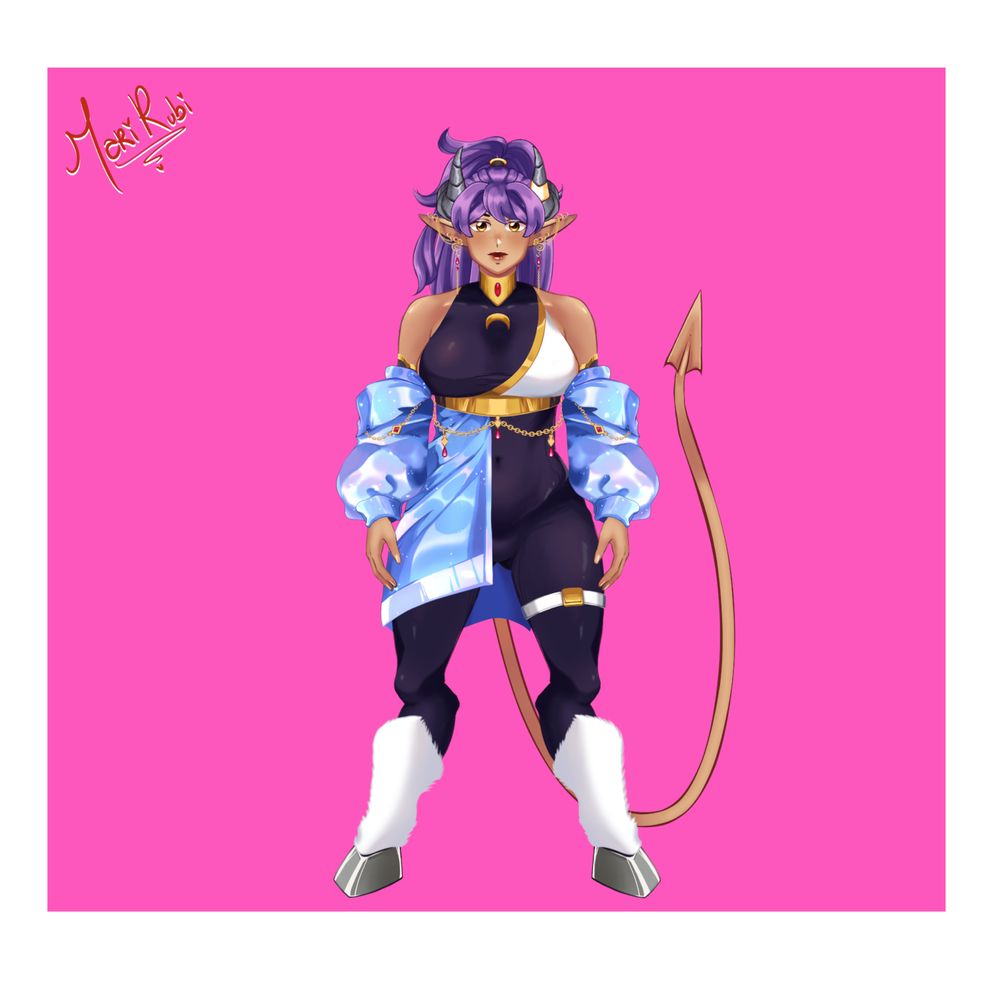 Succubus in a fashionable outfit.