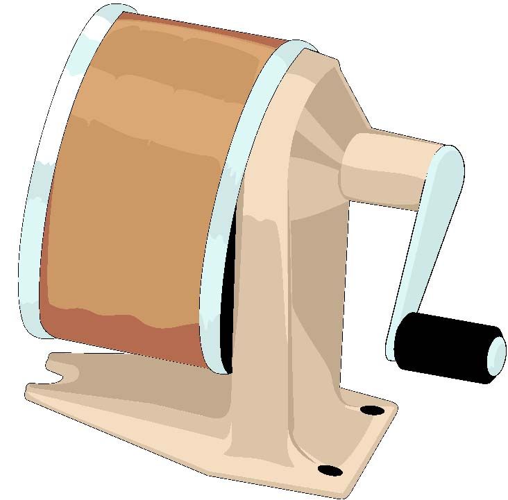 A color illustration of a helical, or planetary, pencil sharpener, the kind where you insert the pencil and turn a crank while the pencil stays in place. As a boy, Red collected the pencil shavings from all the sharpeners in the school. He’d go around the classrooms at the end of the day, emptying the shavings from each sharpener into a brown paper bag. He’d bring the bag of shavings home and dump them into a larger bag he kept in his closet. He didn’t do anything with the shavings. He just kept them, there in his closet, as if waiting for guidance from some higher authority about their purpose and use. 