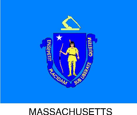 The state flag of Massachusetts, showing a blue shield emblazoned with an Algonquin Indian, long bow in one hand. A white star signifying Massachusetts’ statehood rises over the shoulder of the Native America. Above the shield is the upraised broadsword of an American revolutionary. A ribbon below the shield reads “Ense Petit Placidam, Sub Libertate Quieter”—or, “By the Sword We Seek Peace, But Peace Only Under Liberty.” War, peace, colonists, Indians, stolen languages, stolen land, and stolen icons. The elements come together, Samantha thinks, in the usual schizophrenic American way.