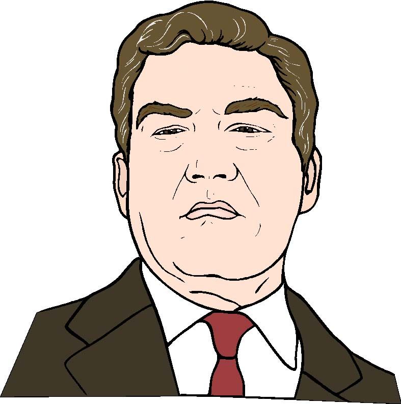 An illustrated portrait of the newspaper magnate Conrad Black in the 1990s, several years before he would give up his Canadian citizenship and become Baron Black of Crossharbour, a member of the British House of Lords. Somewhere on the Pacific south seas, Rod wears no watch but judging by the stars it is well past midnight. The waters are calm. He falls asleep in his hammock, one hand on his Mauser P08 Luger.