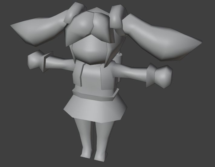 An unfinished chibi model of Burnice from the video game ZZZ. 