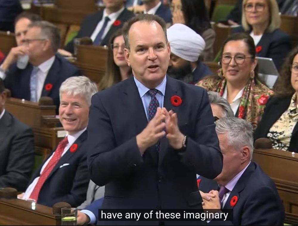 Liberal house leader Steve McKinnon gestures passionately at a parliamentary session, while members of the audience, wearing poppies, listen attentively.