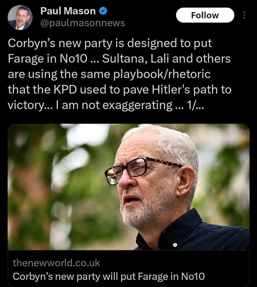 Thread by Paul Mason accusing the KPD paved the way for Hitler