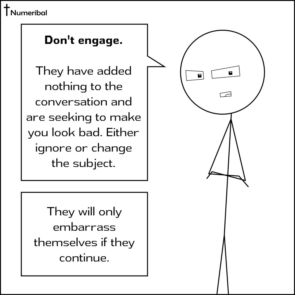 Tim following up from the previous panel, warning others not to engage with a needless accusation.