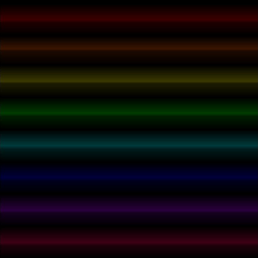 A series of horizontal wedges from the top down in a rainbow pattern.