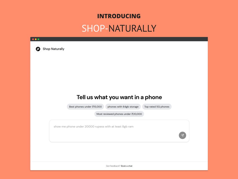 Launch slide for Shop Naturally—image with screenshot of website and introducing text.