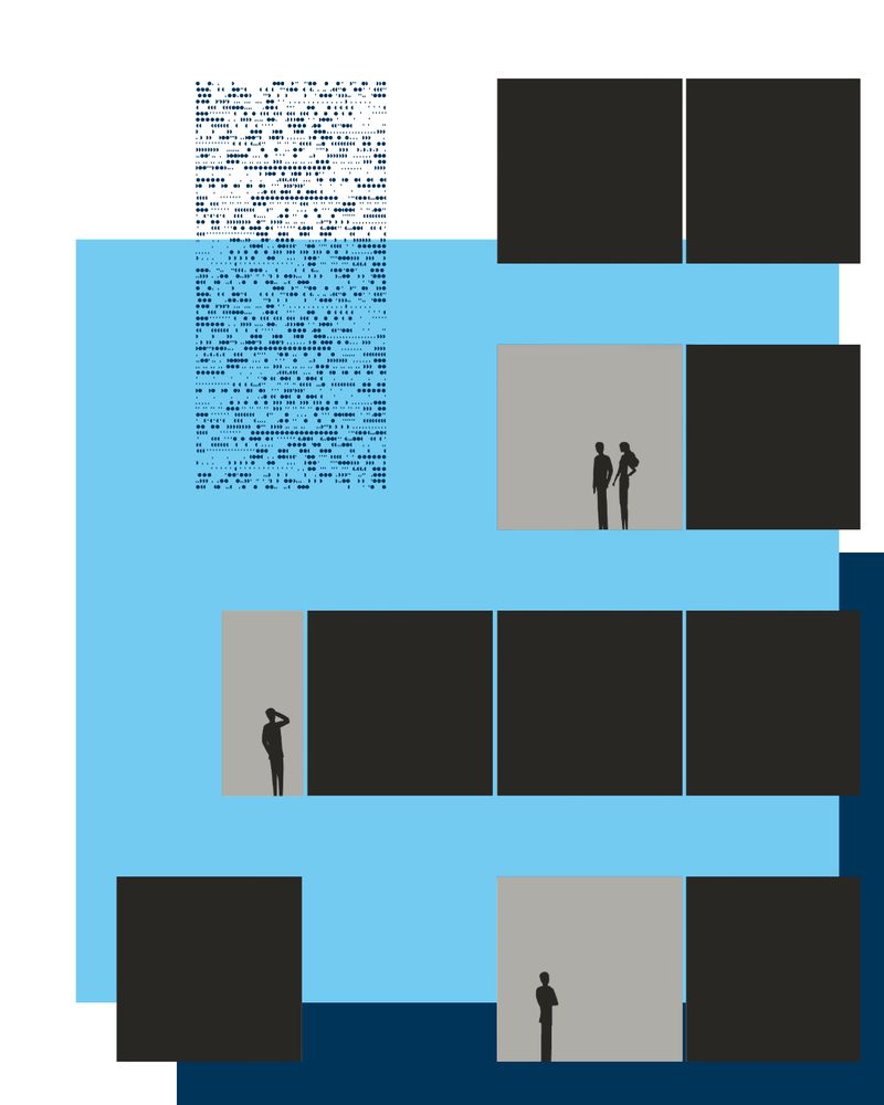 People in boxes separated from each other