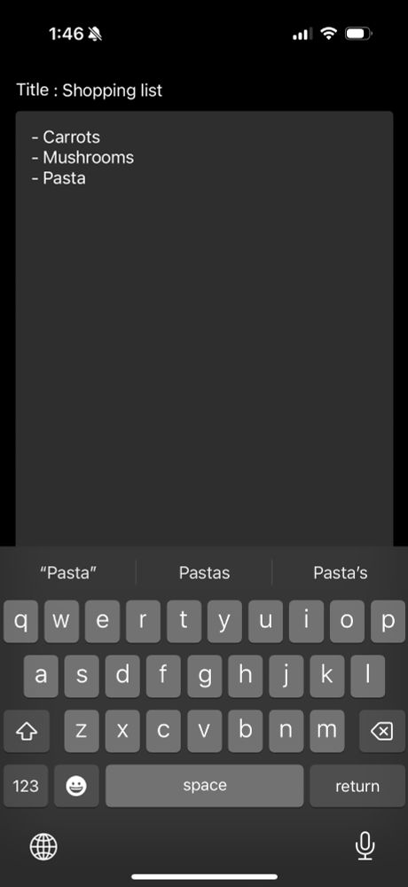 SwiftCrossUI's notes example app running on iOS