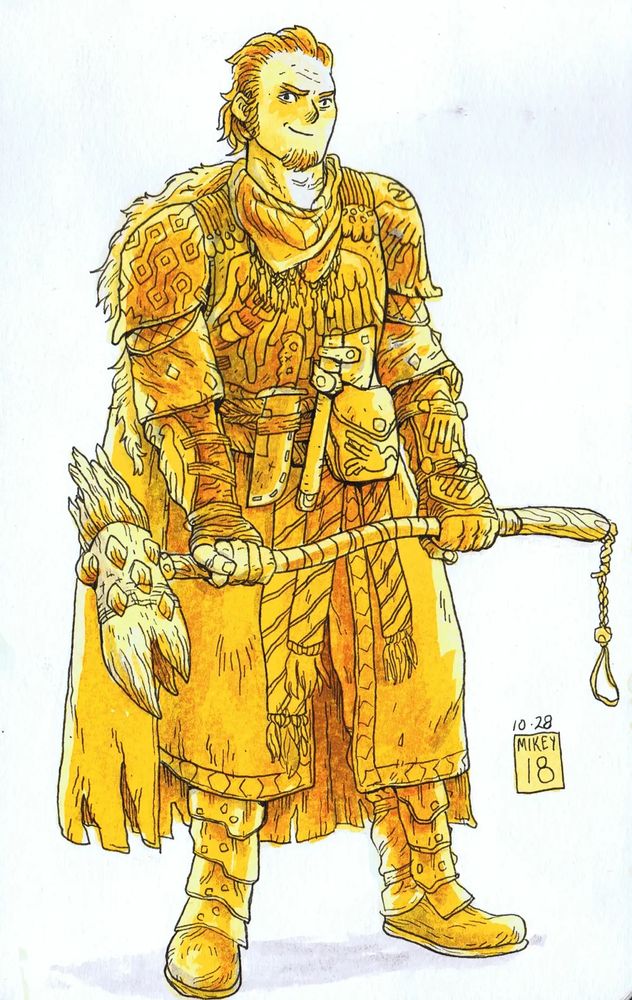 Pen and Ink drawing of a fantasy paladin