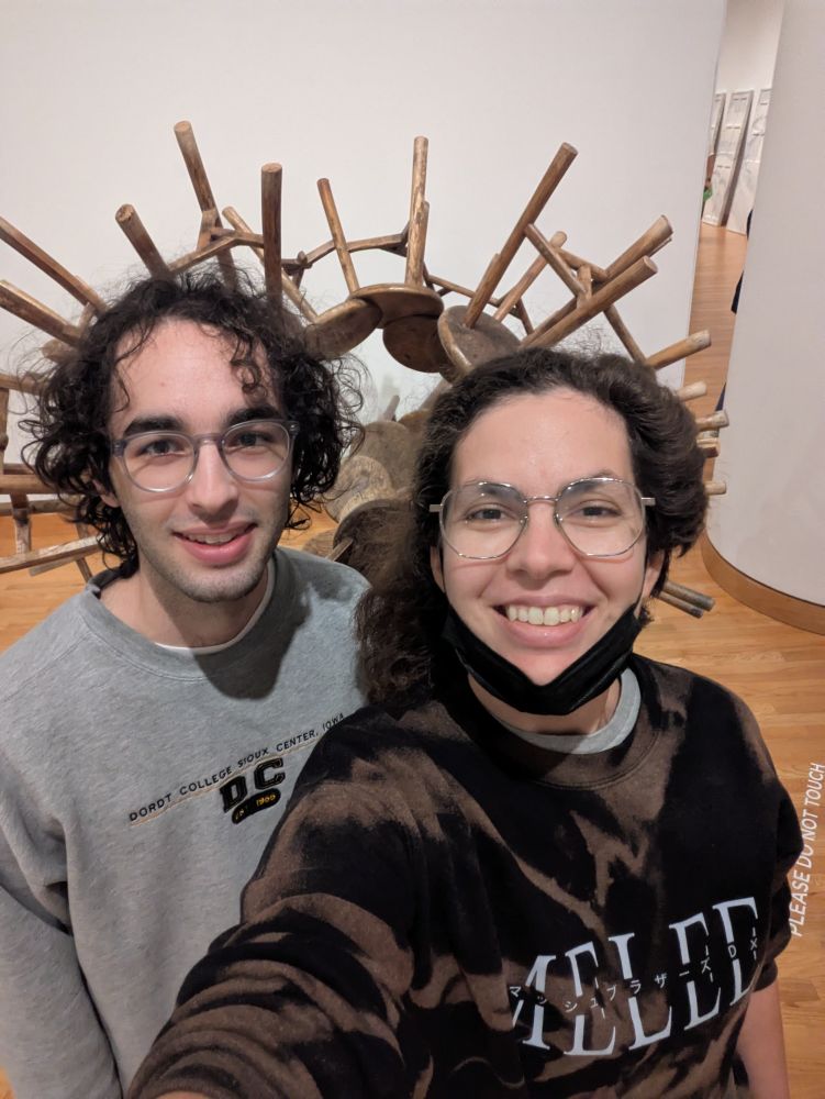 Gabe and I posing in front of the 40 stool conglomeration 