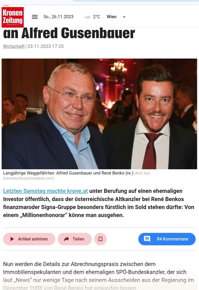 Österreicher Altkanzler Gusenbauer mit Benko