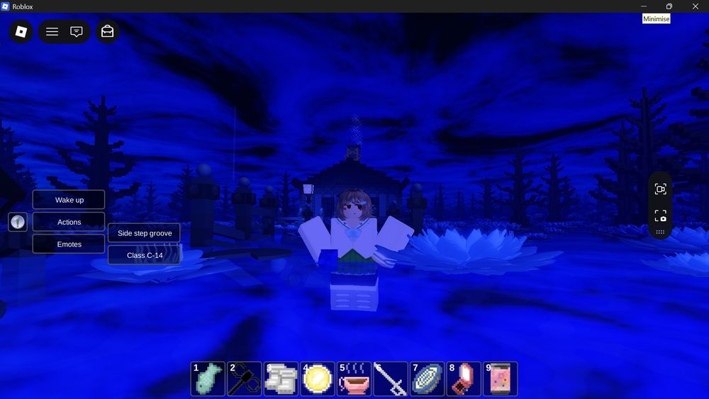 schoolgirl ness dancing in blue flower waters from late july midsummer!