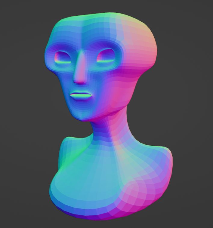 Funky-ass 3D sculpt of a big-nosed, all-cheekbone area-51-looking motherfucker