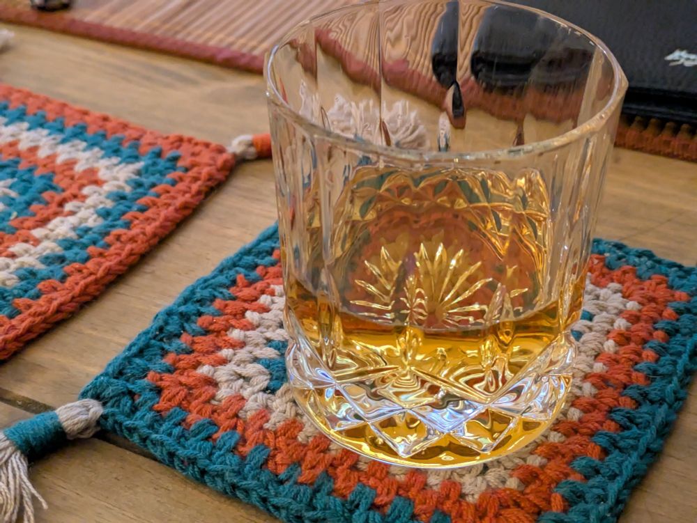 A large glass of American whiskey.