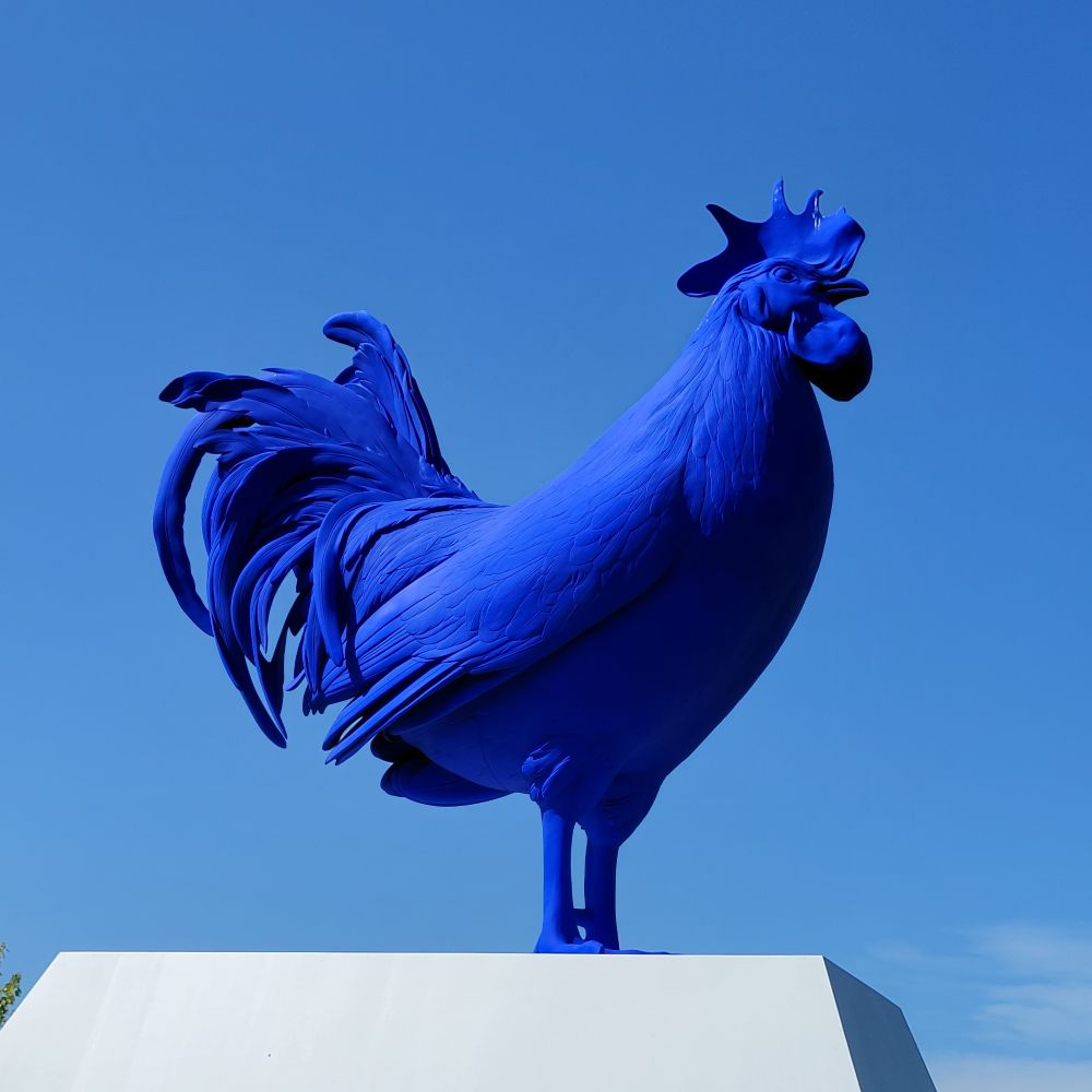 Blue rooster in Minneapolis Sculpture Garden 