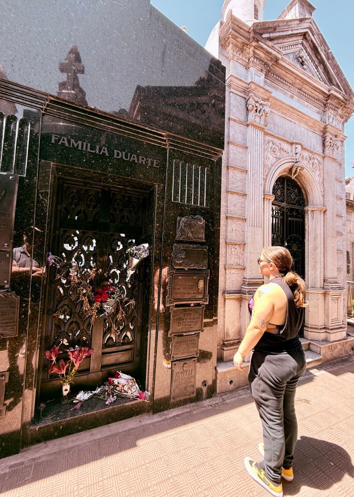 Eva Perón’s mausoleum at La Recoleta Cemetery in Buenos Aires on Halloween 2025. 