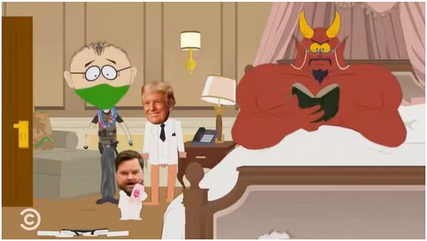 JD next to Trump who has his tiny penis hanging out!