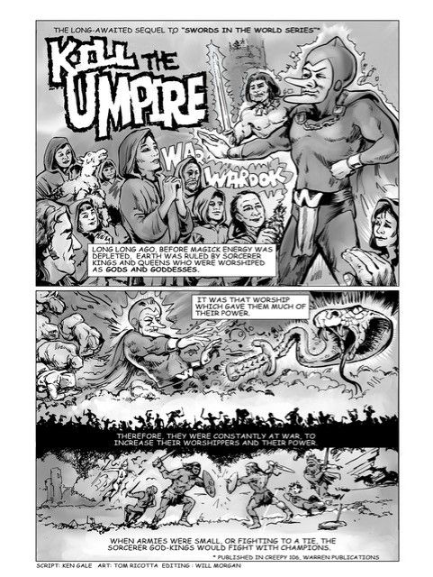 Page one of Ken Gale and Tom Ricotta's strip 'Kill the Umpire'