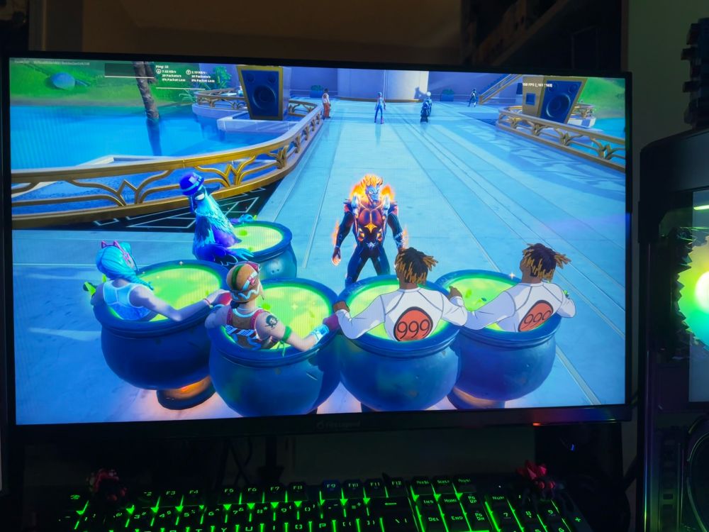 5 Fortnite skins chillin in the witch’s brew emote waiting at Snoop Dogg’s POI
