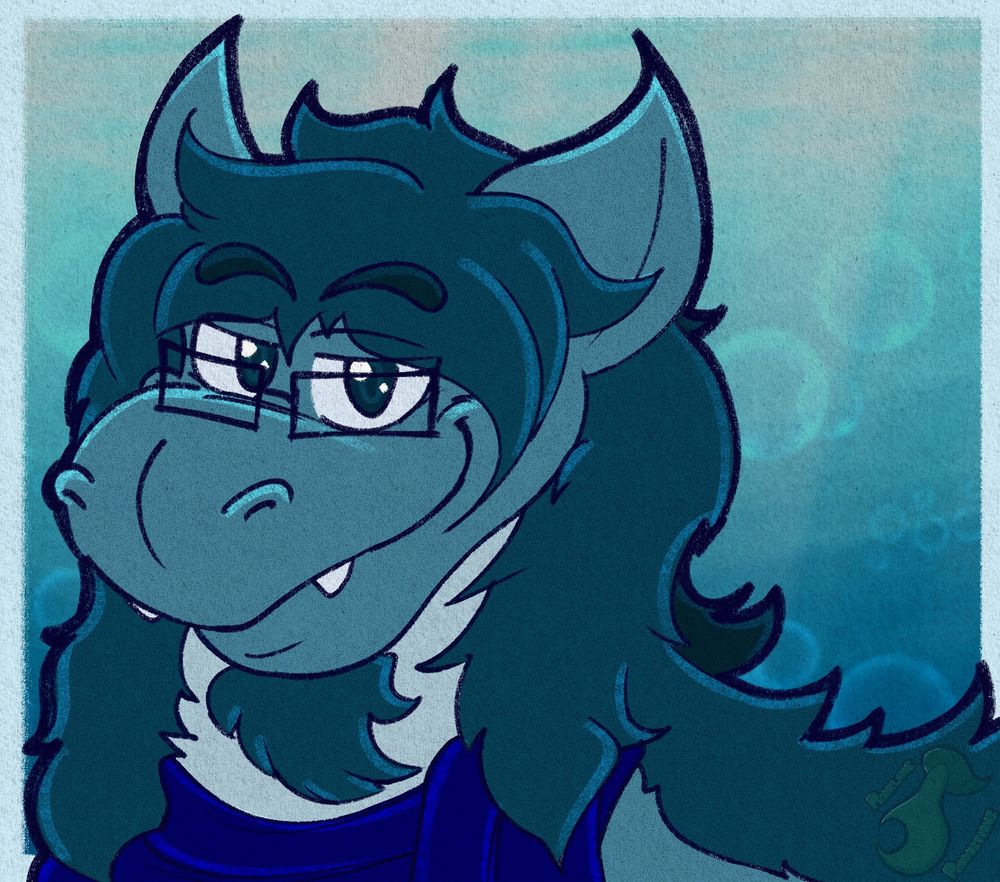 A drawing of Bagel making a smug expression.