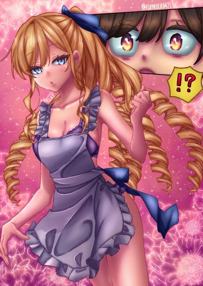 Claire François, uma jovem esbelta e bela de lindos e longos cabelos loiros e olhos azuis cristalinos, seminua usando apenas calcinha e sutiã roxos com um avental cinza com um tom de lilás. Claire está vestida assim para agradar sua esposa, Rei Taylor, uma garota fofa e bonita de cabelos castanhos curtos e olhos vermelhos alaranjados com um brilho amarelo, que está espantada e surpresa, mas maravilhada e animada com a cena de sua mulher seminua de avental diante de seus olhos