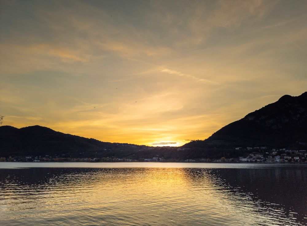 Sunset on lecco lake italy