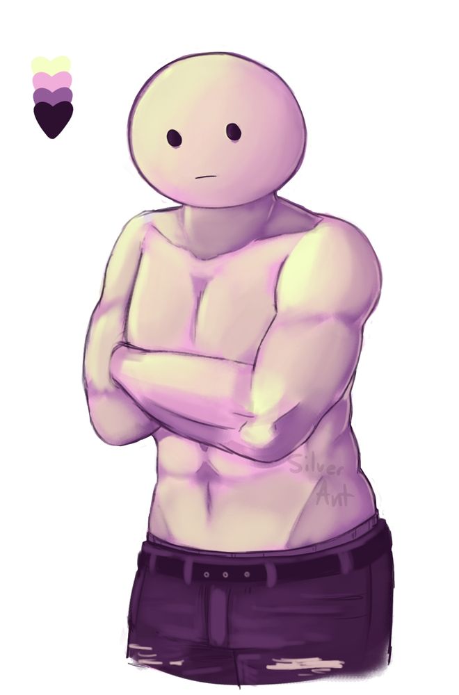 Fanart of Doug from the game Date Everything. This time, he's in a color palette that makes him pink, purple, and yellow.