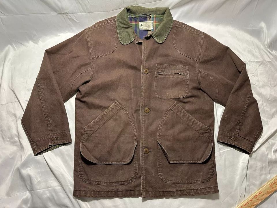 LL Bean Brown Jacket Canvas Field Chore Coat