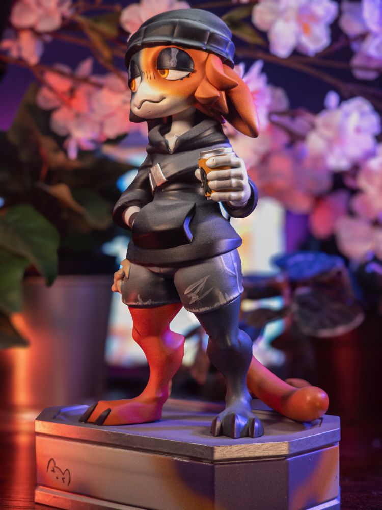 3d printed figure of the character meow skulls from Fortnite