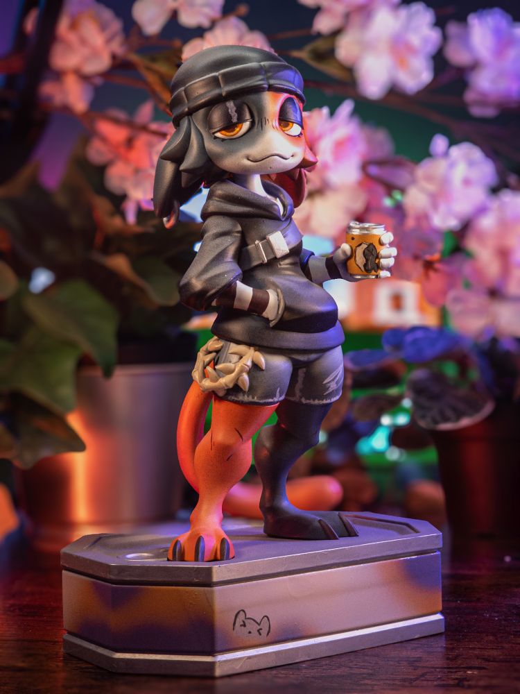 3d printed figure of the character meow skulls from Fortnite