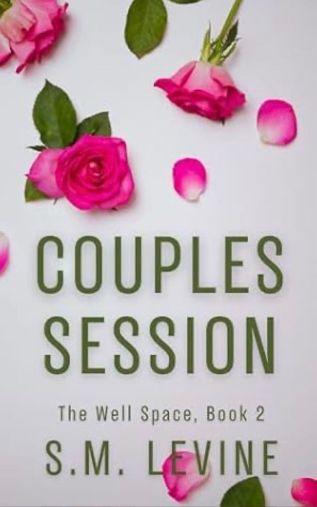 Screenshot of Couples Session by S.M. Levine with pink roses strewn on a white surface. 