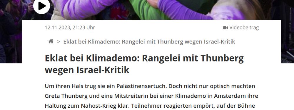 "Rangelei mit Thumberg wegen Israel-Kritik"